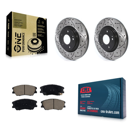 Front Coated Drilled Slotted Disc Brake Rotors And Ceramic Pads Kit For Kia Soul EV KDC-100985