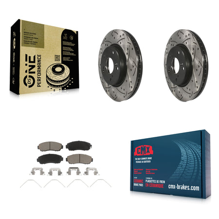 Front Coated Drilled Slotted Disc Brake Rotors And Ceramic Pads Kit For Honda CR-V KDC-100986
