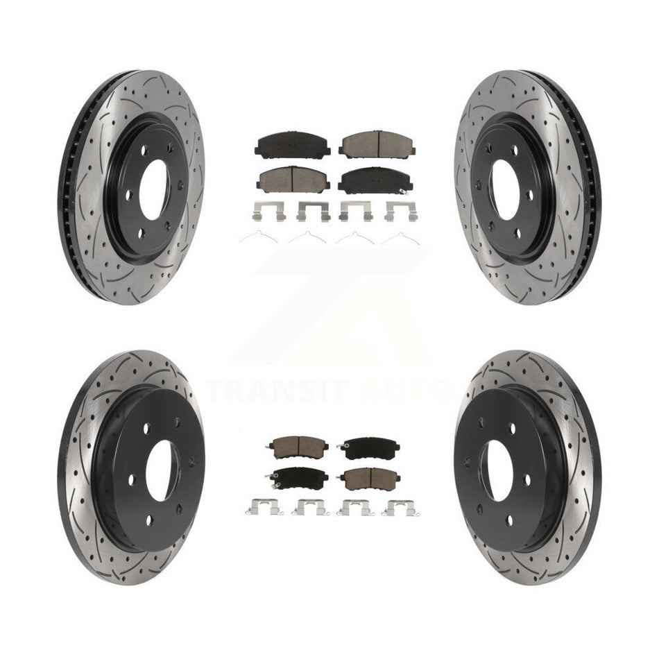 Front Rear Drill Slot Disc Brake Rotor Ceramic Pad Kit For Nissan Armada With Solid KDC-100990
