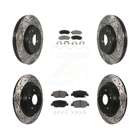Front Rear Coated Drilled Slotted Disc Brake Rotors And Ceramic Pads Kit For Honda CR-V KDC-100991