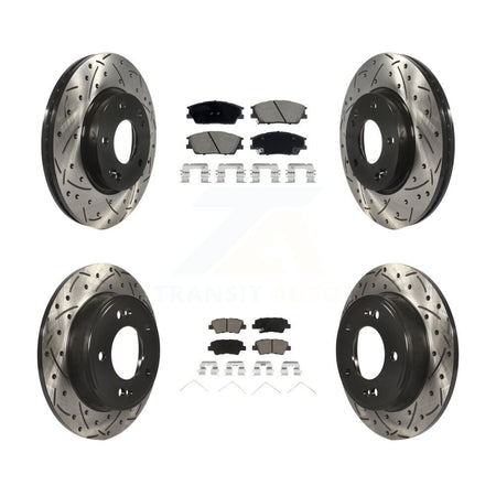 Front Rear Coated Drill Slot Disc Brake Rotors Ceramic Pad Kit For Hyundai Venue Kia Soul KDC-100992
