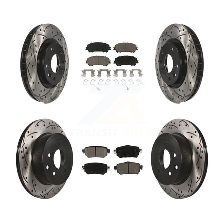 Front Rear Coat Drill Slot Disc Brake Rotor Ceramic Pad Kit For 2019 Nissan Rogue Sport S KDC-100993