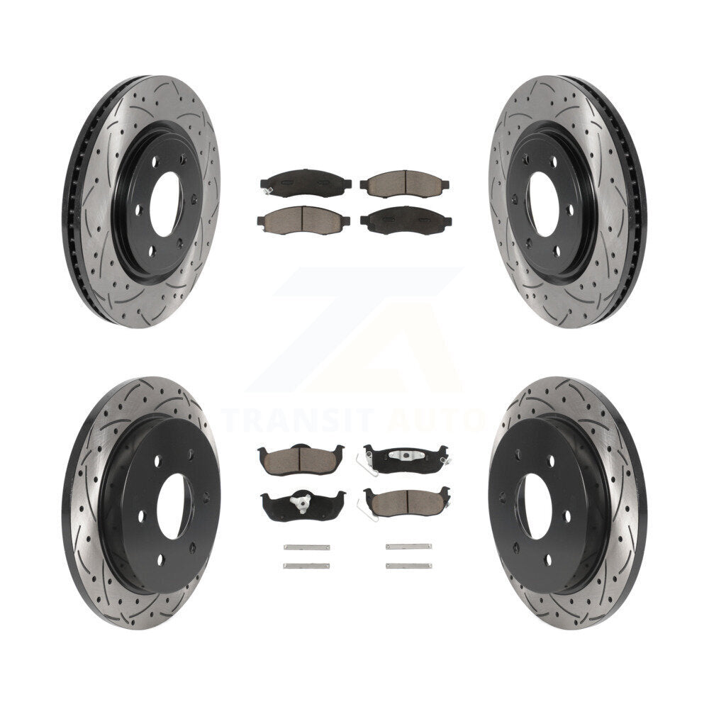 Front Rear Drilled Slot Disc Brake Rotor Ceramic Pad Kit For 2007 Nissan TITAN From 04 07 KDC-100995