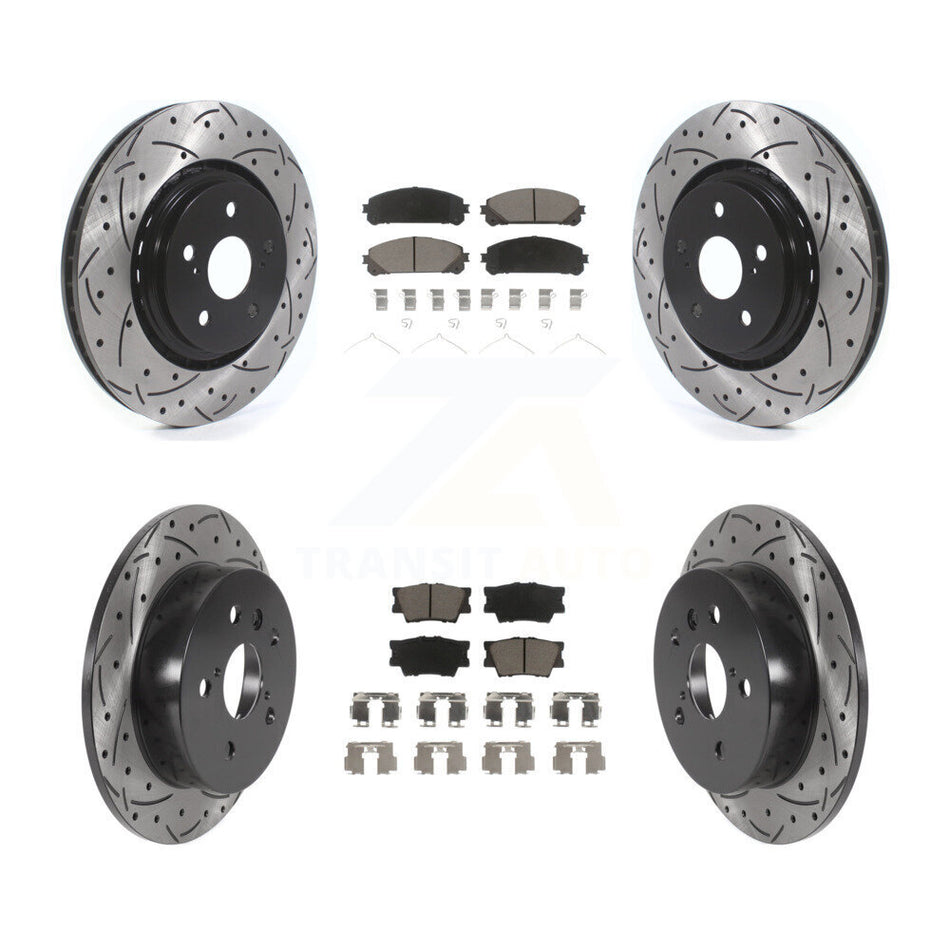 Front Rear Coated Drilled Slot Disc Brake Rotor Ceramic Pad Kit For 2022 Toyota Camry TRD KDC-100996