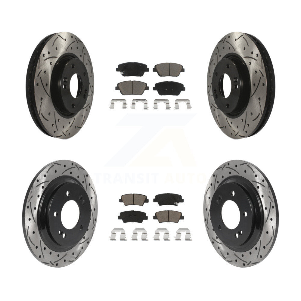 Front Rear Coated Drilled Slotted Disc Brake Rotor And Ceramic Pad Kit For Hyundai Sonata KDC-101015