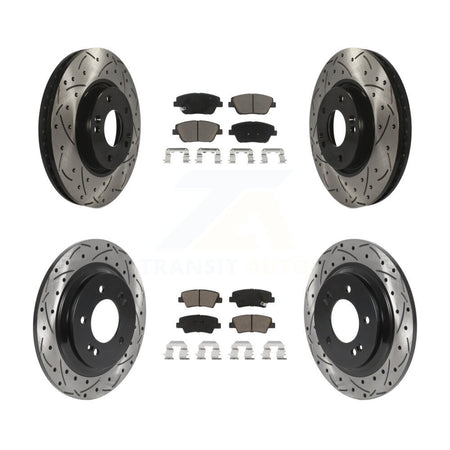 Front Rear Coated Drilled Slotted Disc Brake Rotor And Ceramic Pad Kit For Hyundai Sonata KDC-101015