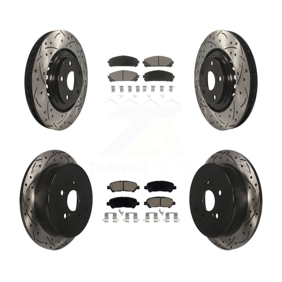 Front Rear Coated Drilled Slotted Disc Brake Rotors Ceramic Pad Kit For Toyota Highlander KDC-101029