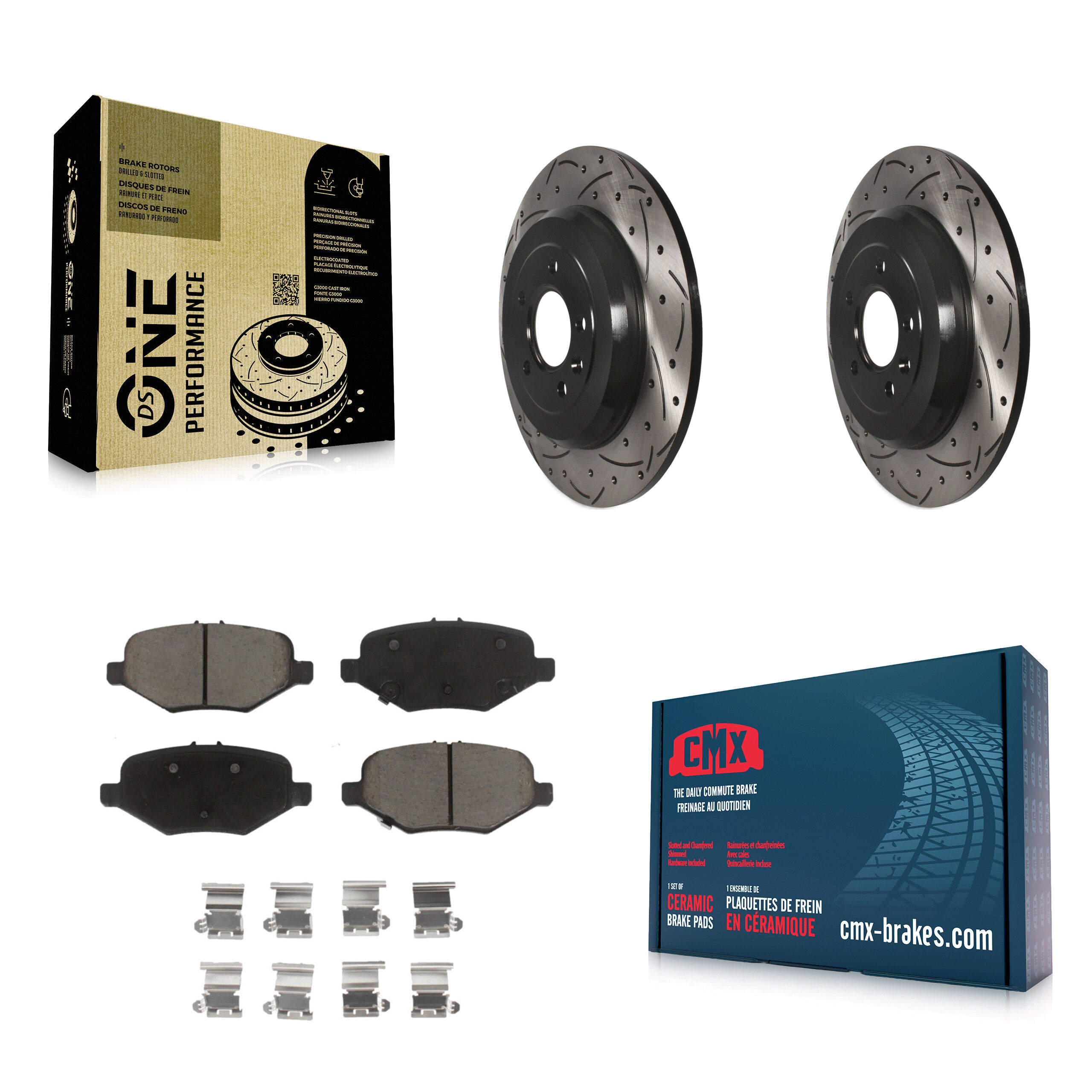 Rear Drilled Slot Brake Rotor Ceramic Pad Kit For Ford Explorer Without Heavy Duty Brakes KDC-101031