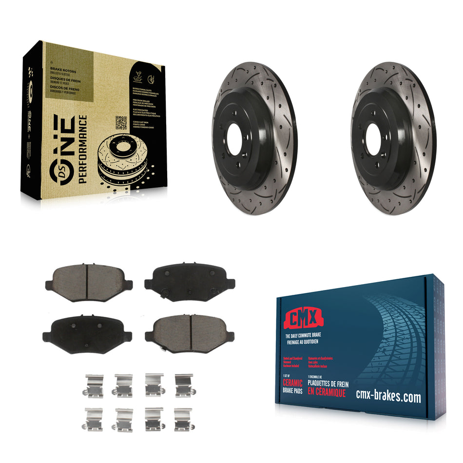 Rear Drilled Slot Brake Rotor Ceramic Pad Kit For Ford Explorer Without Heavy Duty Brakes KDC-101031