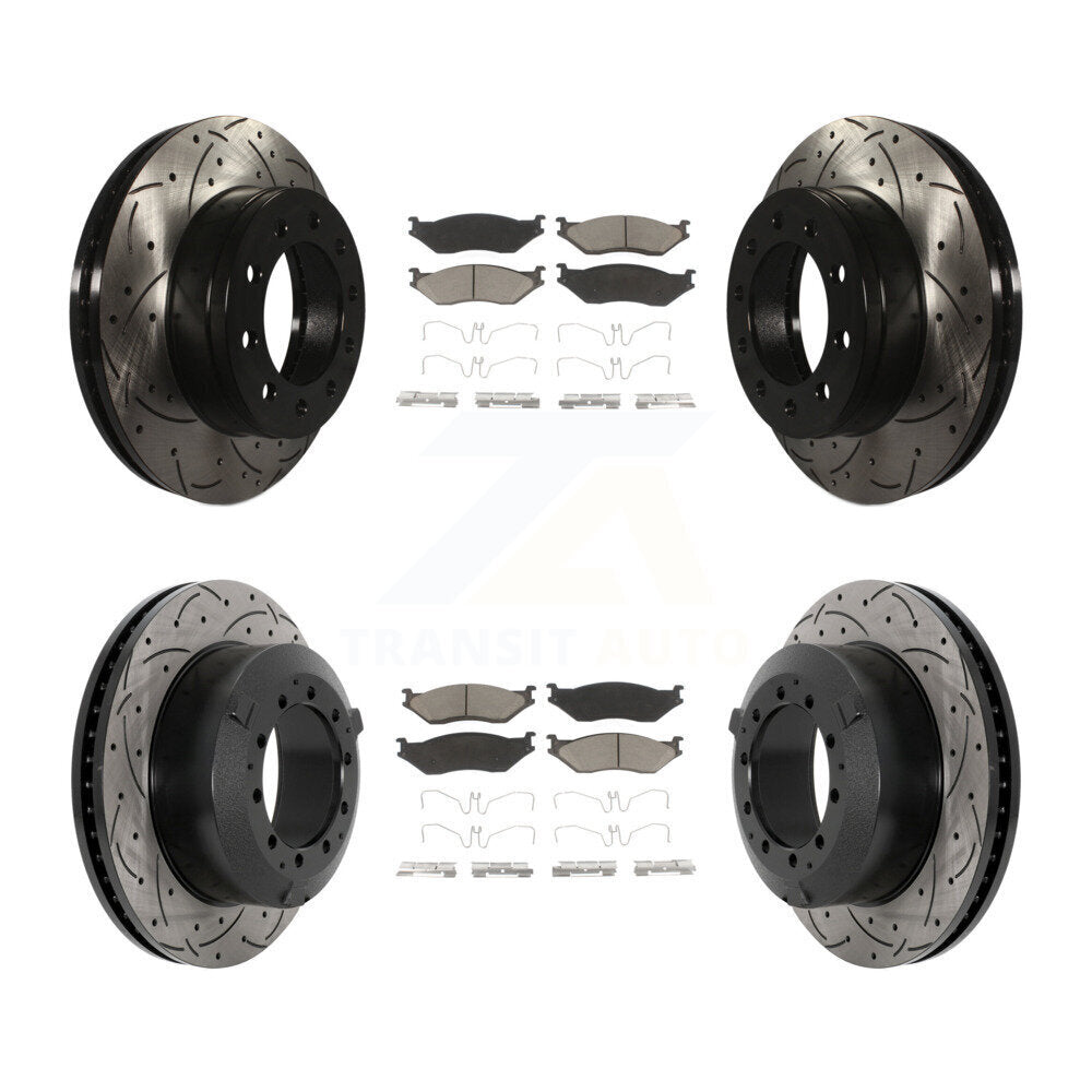 Front Rear Drilled Slot Brake Rotor Ceramic Pad Kit For Ford F-450 Super Duty F-550 CF500 KDC-101050