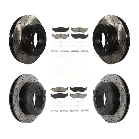 Front Rear Drilled Slot Brake Rotor Ceramic Pad Kit For Ford F-450 Super Duty F-550 CF500 KDC-101050