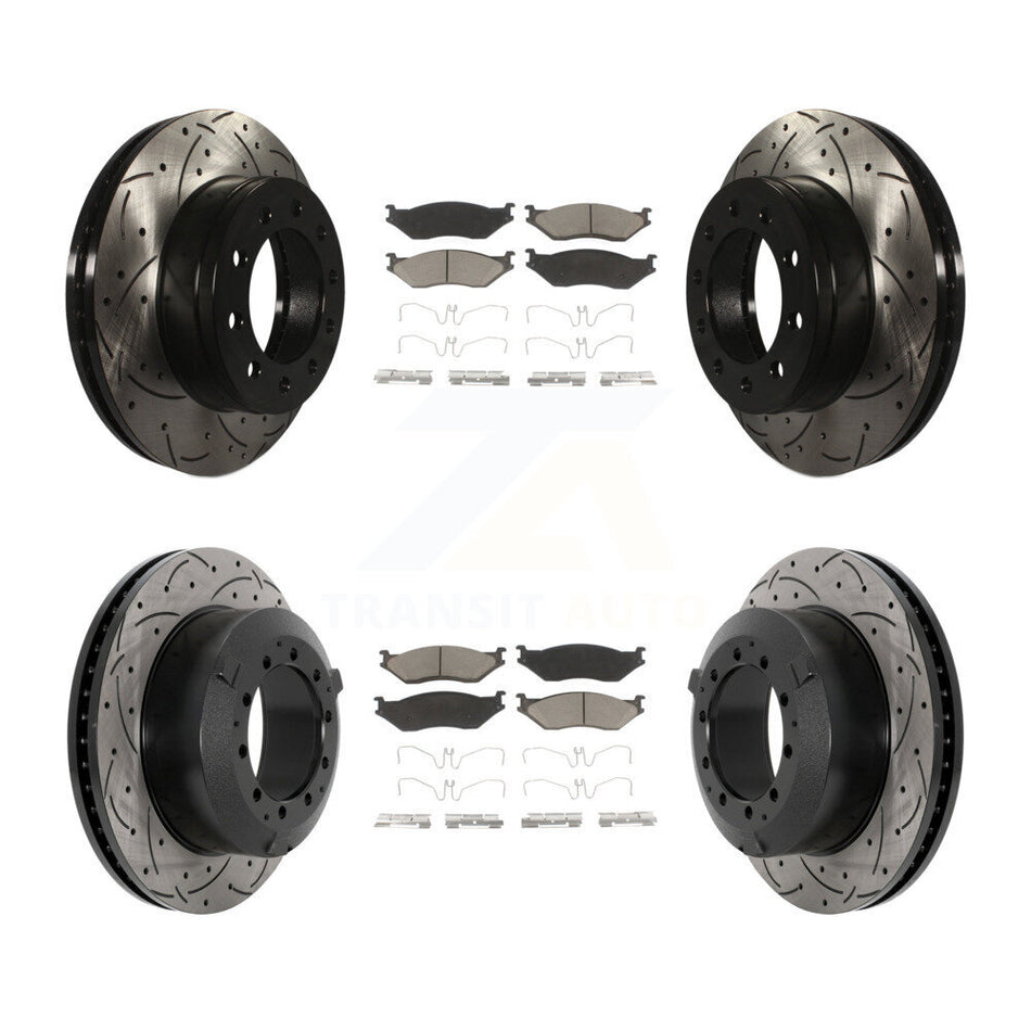 Front Rear Drilled Slot Brake Rotor Ceramic Pad Kit For Ford F-450 Super Duty F-550 CF500 KDC-101050