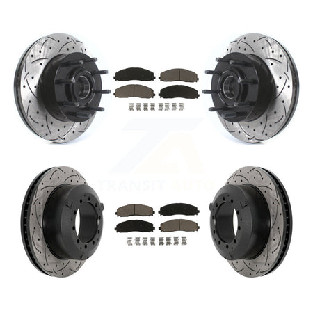 Front Rear Coat Drill Slot Disc Brake Rotor Hub Ceramic Pad Kit For Ford F-350 Super Duty KDC-101057