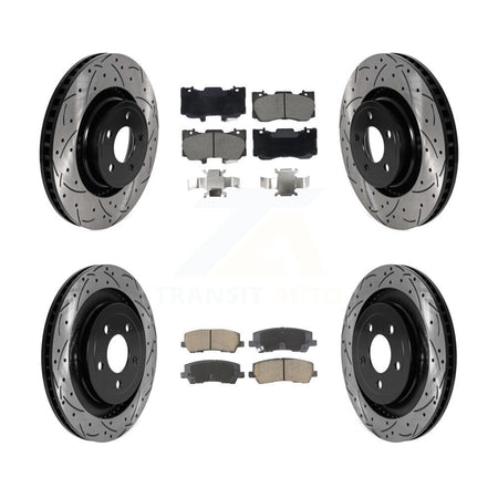 Front Rear Drill Slot Brake Rotors Ceramic Pad Kit For Ford Mustang Without Brembo Brakes KDC-101058