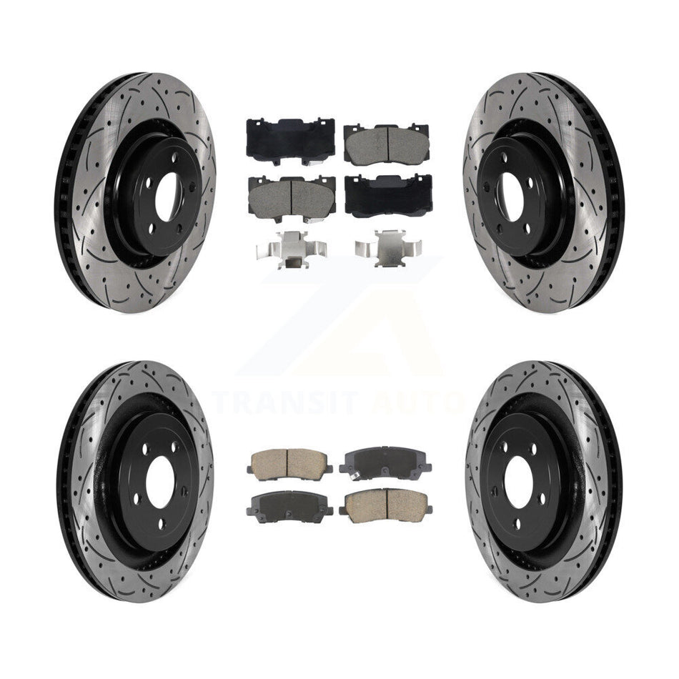 Front Rear Drill Slot Brake Rotors Ceramic Pad Kit For Ford Mustang Without Brembo Brakes KDC-101058