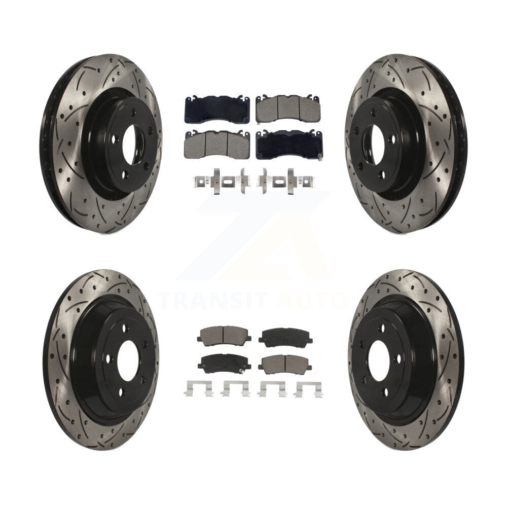 Front Rear Drill Slot Brake Rotors Ceramic Pad Kit For 15 Ford Mustang With Brembo Brakes KDC-101059