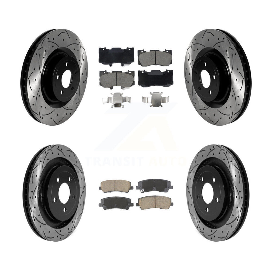 Front Rear Drill Slot Brake Rotors Ceramic Pad Kit For Ford Mustang Without Brembo Brakes KDC-101061