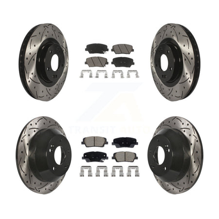 Front Rear Drill Slot Brake Rotors Ceramic Pad Kit For Hyundai Santa Fe Sport Kia Sorento KDC-101064