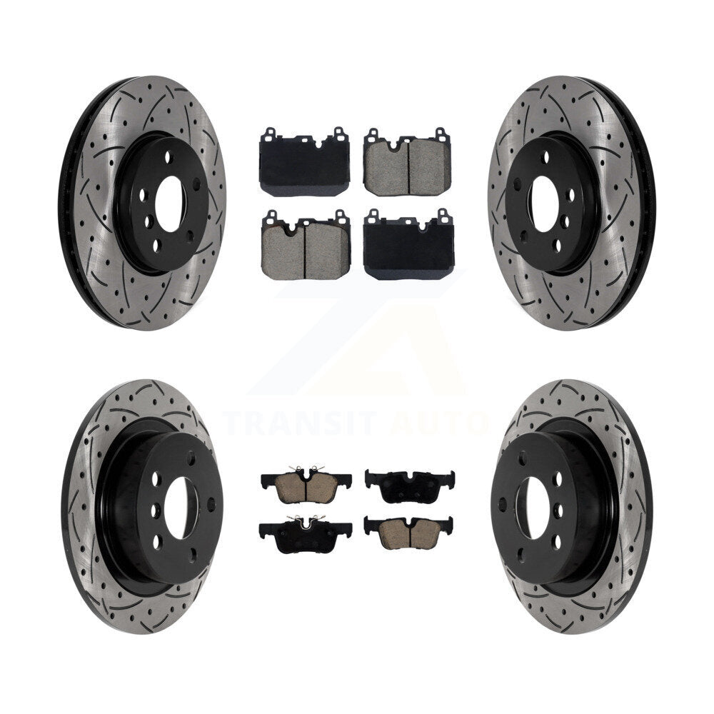 Front Rear Drilled Slot Brake Rotor & Ceramic Pad Kit For 2017-2020 Mini Cooper Clubman S KDC-101065