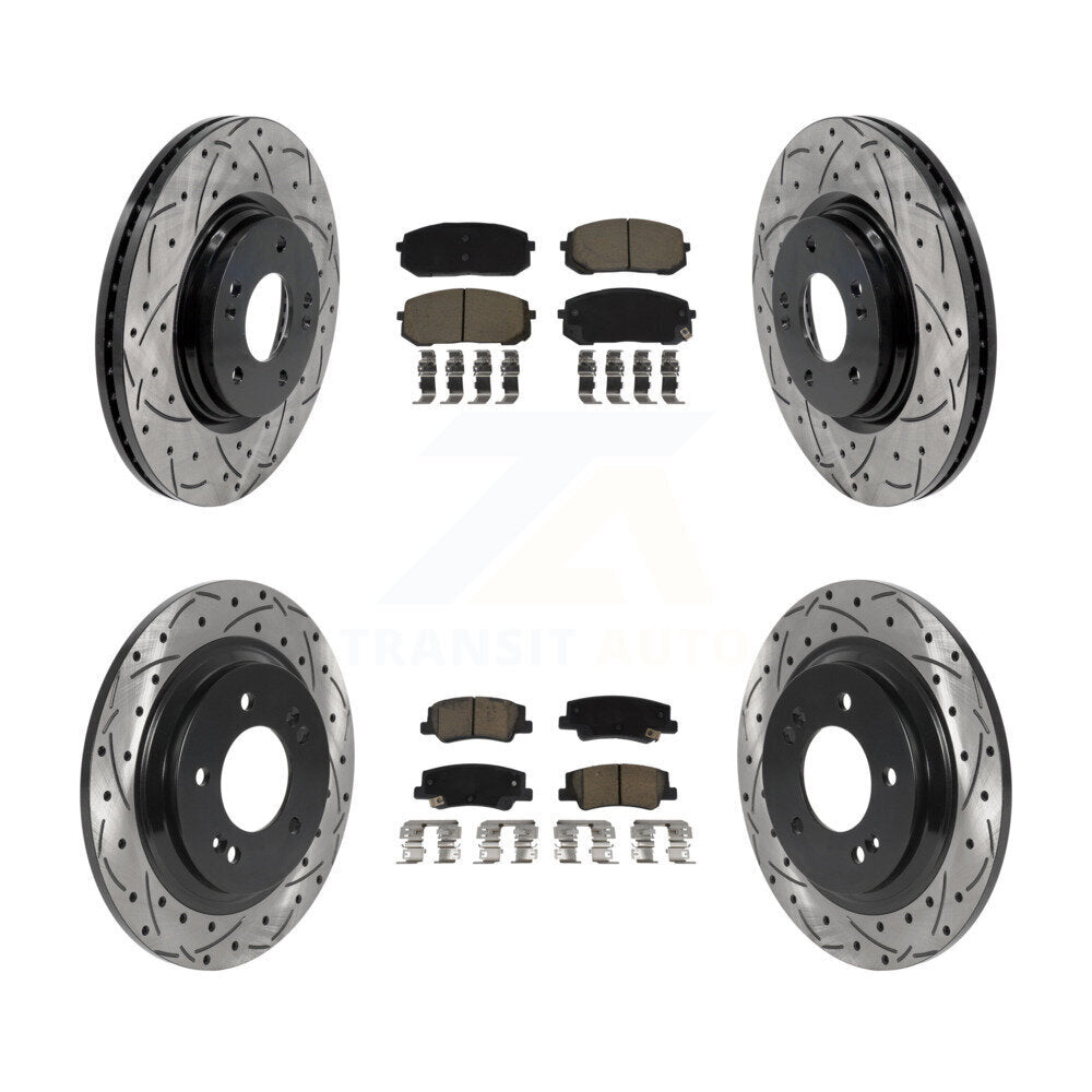Front Rear Drill Slot Disc Brake Rotors Ceramic Pad Kit For Hyundai Sonata Kia Niro EV K5 KDC-101067