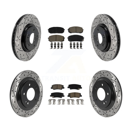 Front Rear Drill Slot Disc Brake Rotors Ceramic Pad Kit For Hyundai Sonata Kia Niro EV K5 KDC-101067