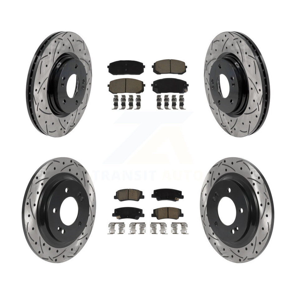 Front Rear Drill Slot Disc Brake Rotors Ceramic Pad Kit For Hyundai Sonata Kia Niro EV K5 KDC-101067