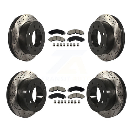 Front Rear Drilled Slot Brake Rotor Ceramic Pad Kit For GMC Chevrolet Sierra 2500 HD 3500 KDC-101069