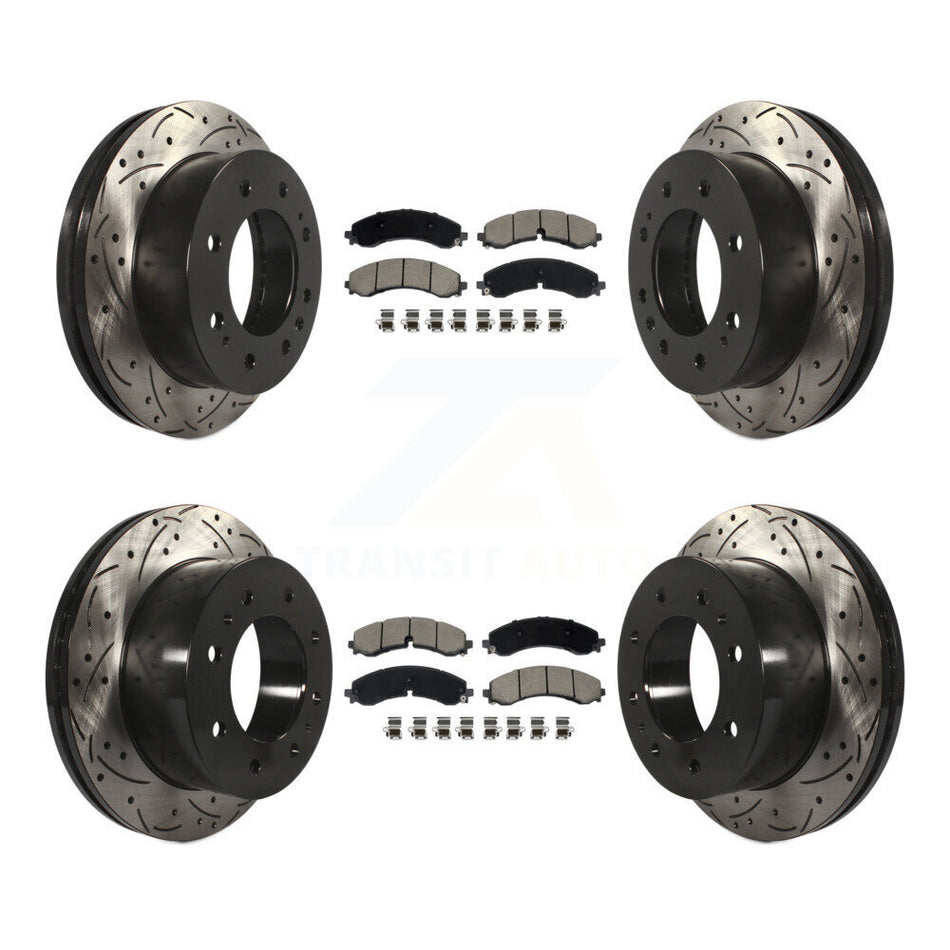 Front Rear Drilled Slot Brake Rotor Ceramic Pad Kit For GMC Chevrolet Sierra 2500 HD 3500 KDC-101069