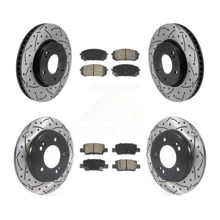 Front Rear Coated Drilled Slotted Disc Brake Rotors & Ceramic Pad Kit For Hyundai Elantra KDC-101072