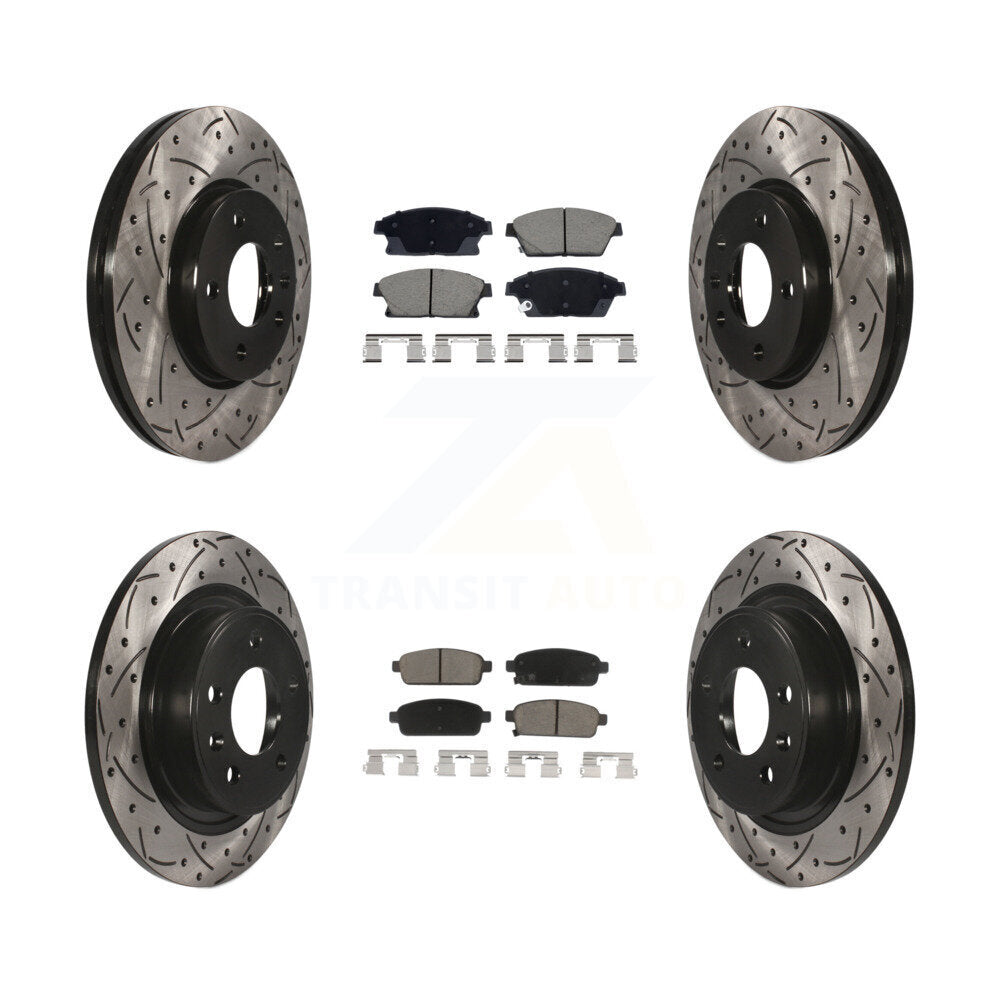 Front Rear Drilled Slot Brake Rotor Ceramic Pad Kit For Chevrolet Cruze Buick Verano Volt KDC-101076