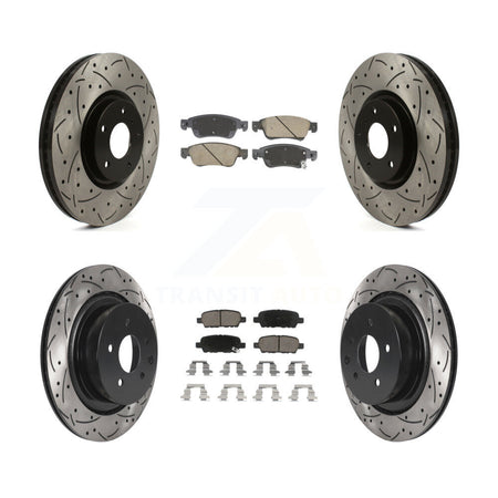 Front Rear Coated Drilled Slotted Disc Brake Rotor & Ceramic Pad Kit For INFINITI G35 Q60 KDC-101078
