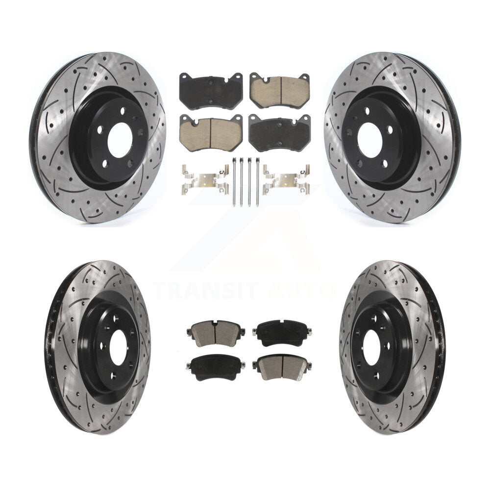 Front Rear Drilled Slot Brake Rotor Ceramic Pad Kit For 2018 Audi Q5 With Brembo Calipers KDC-101080