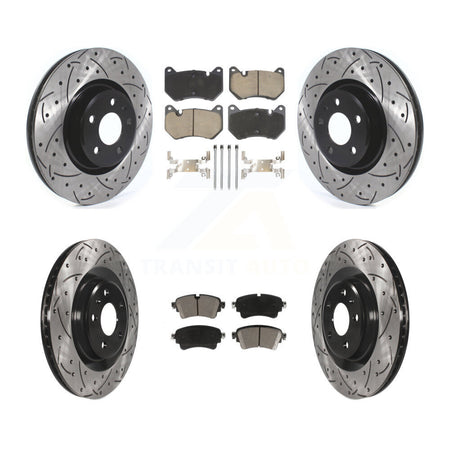 Front Rear Drilled Slot Brake Rotor Ceramic Pad Kit For 2018 Audi Q5 With Brembo Calipers KDC-101080
