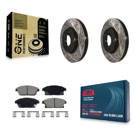 Front Drilled Slot Brake Rotor & Ceramic Pad Kit For Chevrolet Cruze Buick Verano Orlando KDC-101091