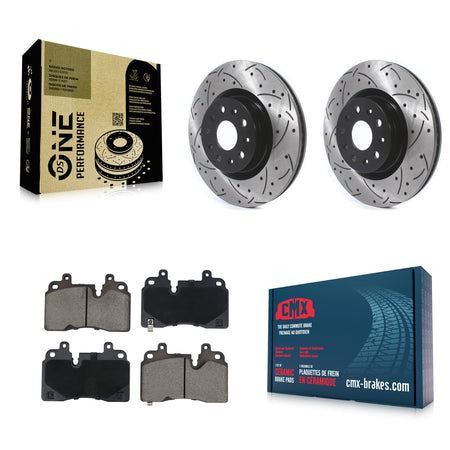 Front Coated Drilled Slotted Disc Brake Rotors And Ceramic Pads Kit For Cadillac CT6 KDC-101094