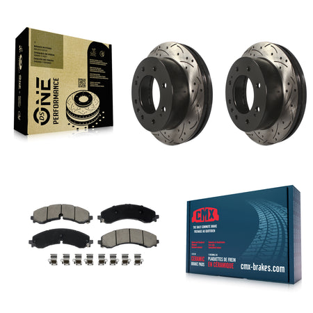 Front Drilled Slot Brake Rotor Ceramic Pad Kit For GMC Chevrolet Sierra 2500 HD Silverado KDC-101095