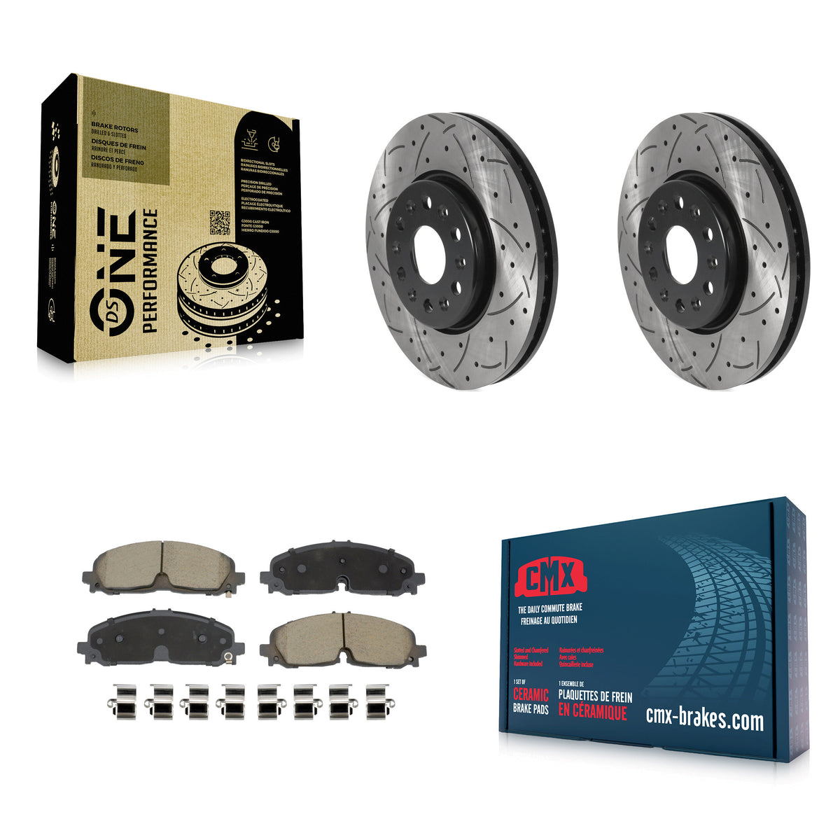 Front Drilled Slot Brake Rotor & Ceramic Pad Kit For Chevrolet Traverse Blazer GMC Acadia KDC-101098