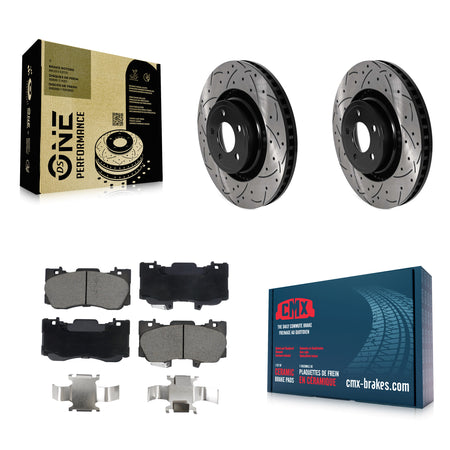 Front Coated Drilled Slotted Disc Brake Rotors And Ceramic Pads Kit For Ford Mustang KDC-101101