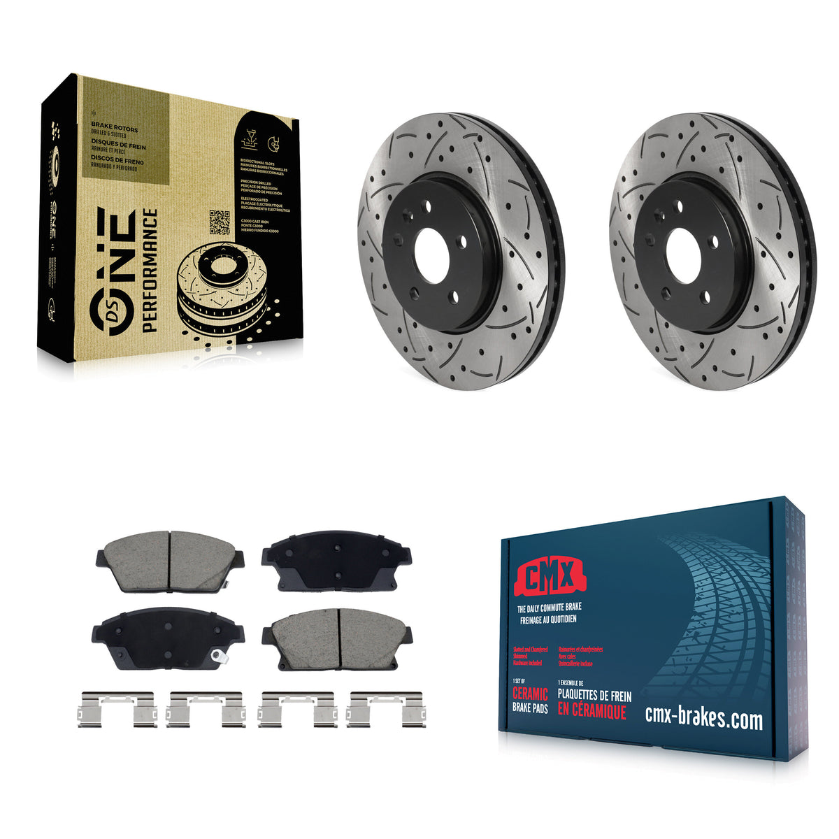 Front Drilled Slot Brake Rotors Ceramic Pad Kit For 2013-2017 Chevrolet Trax Buick Encore KDC-101104