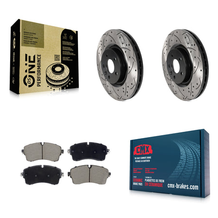 Front Coated Drilled Slotted Disc Brake Rotors And Ceramic Pads Kit For Jaguar E-Pace KDC-101108