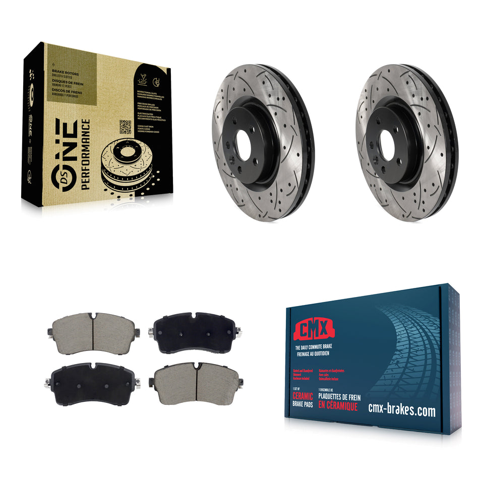 Front Coated Drilled Slotted Disc Brake Rotors And Ceramic Pads Kit For Jaguar E-Pace KDC-101108