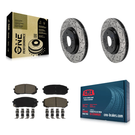 Front Drilled Slot Brake Rotors Ceramic Pad Kit For Hyundai Elantra Sonata Kia Niro EV K5 KDC-101110