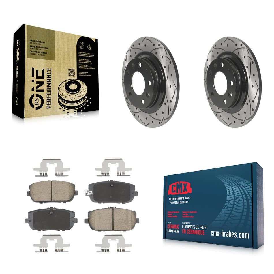 Rear Coated Drilled Slot Disc Brake Rotors Ceramic Pad Kit For 2006-2015 Mazda MX-5 Miata KDC-101114