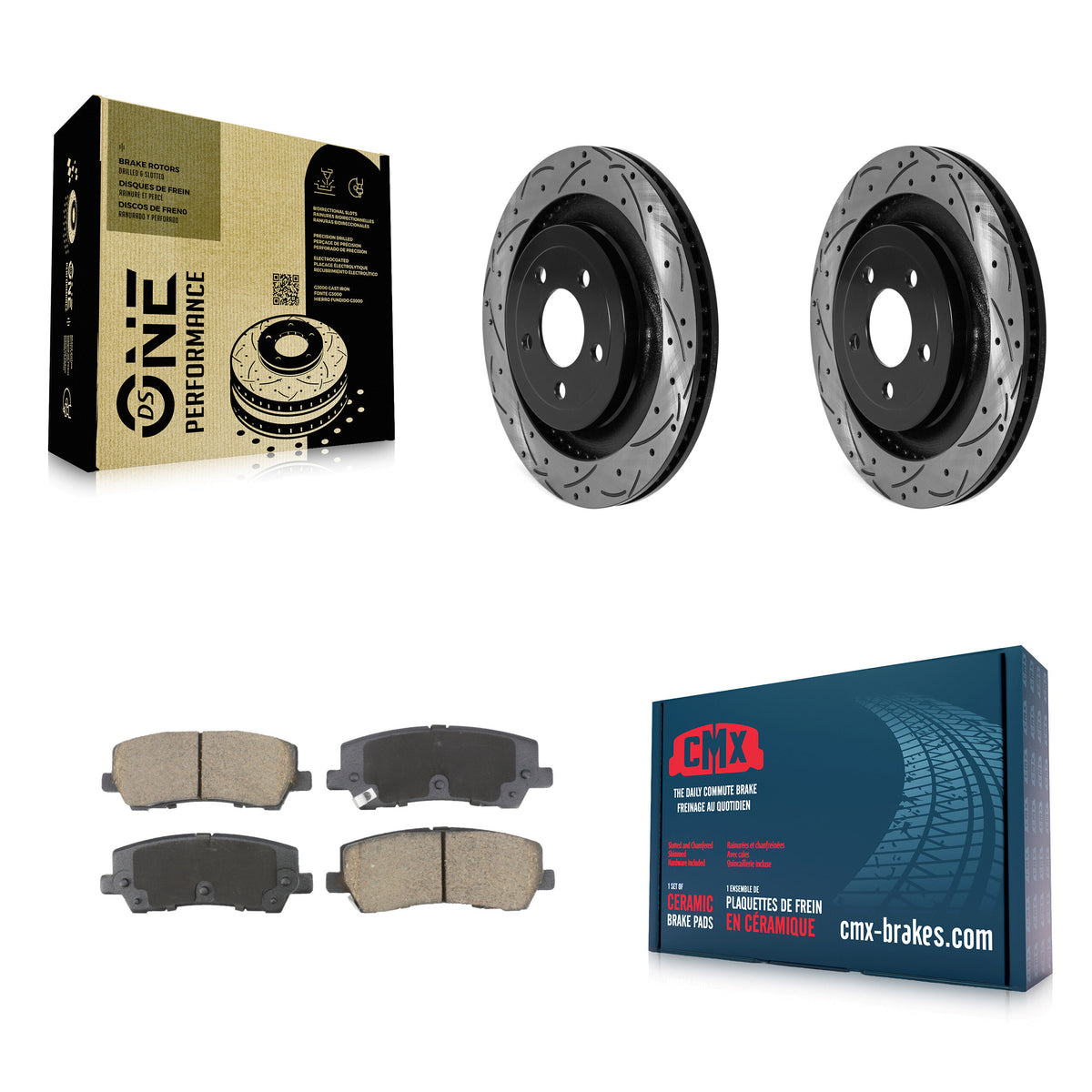 Rear Coated Drilled Slotted Disc Brake Rotors And Ceramic Pads Kit For Ford Mustang KDC-101115