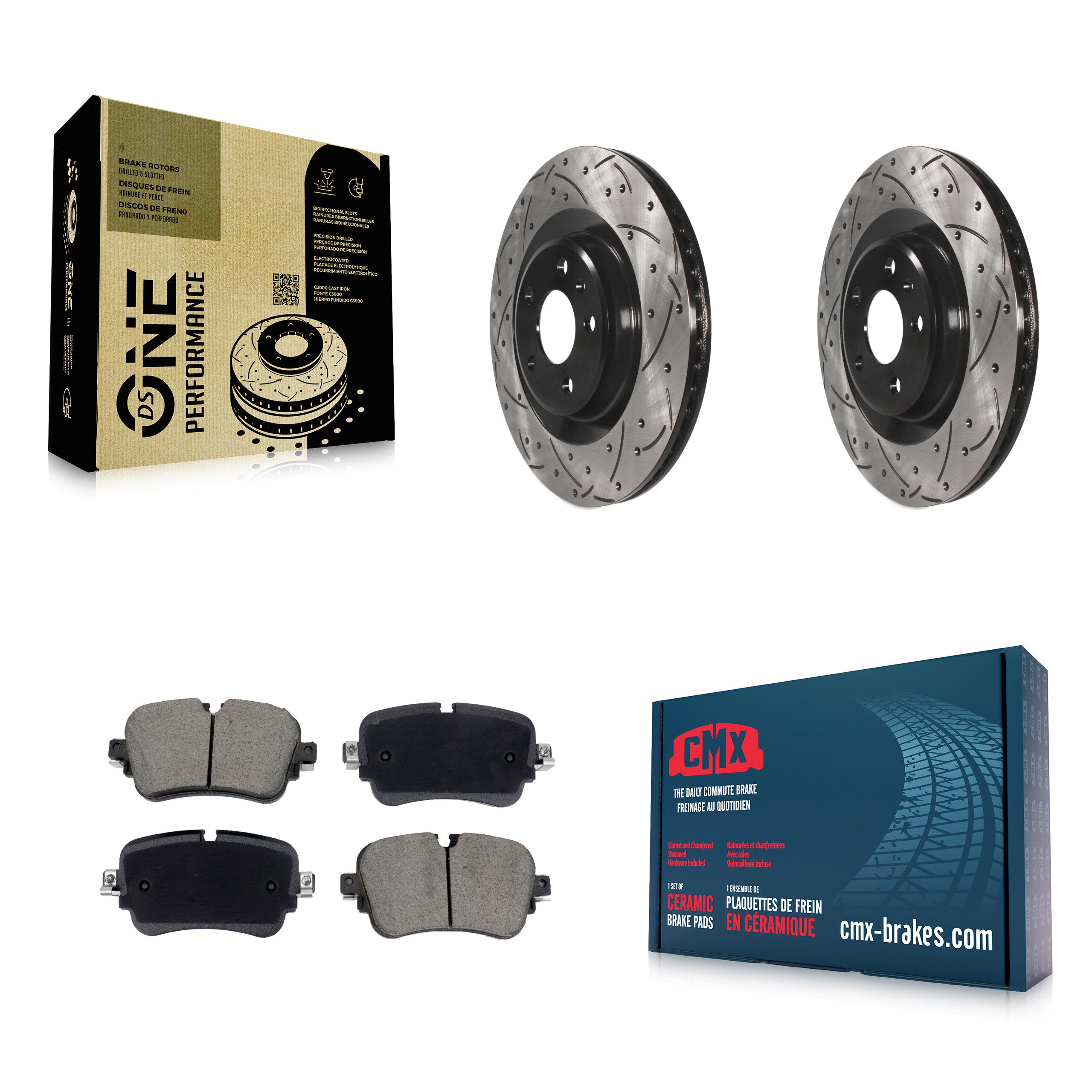 Rear Drilled Slot Brake Rotors Ceramic Pad Kit For Audi Q7 With 330mm Diameter Rotor KDC-101116