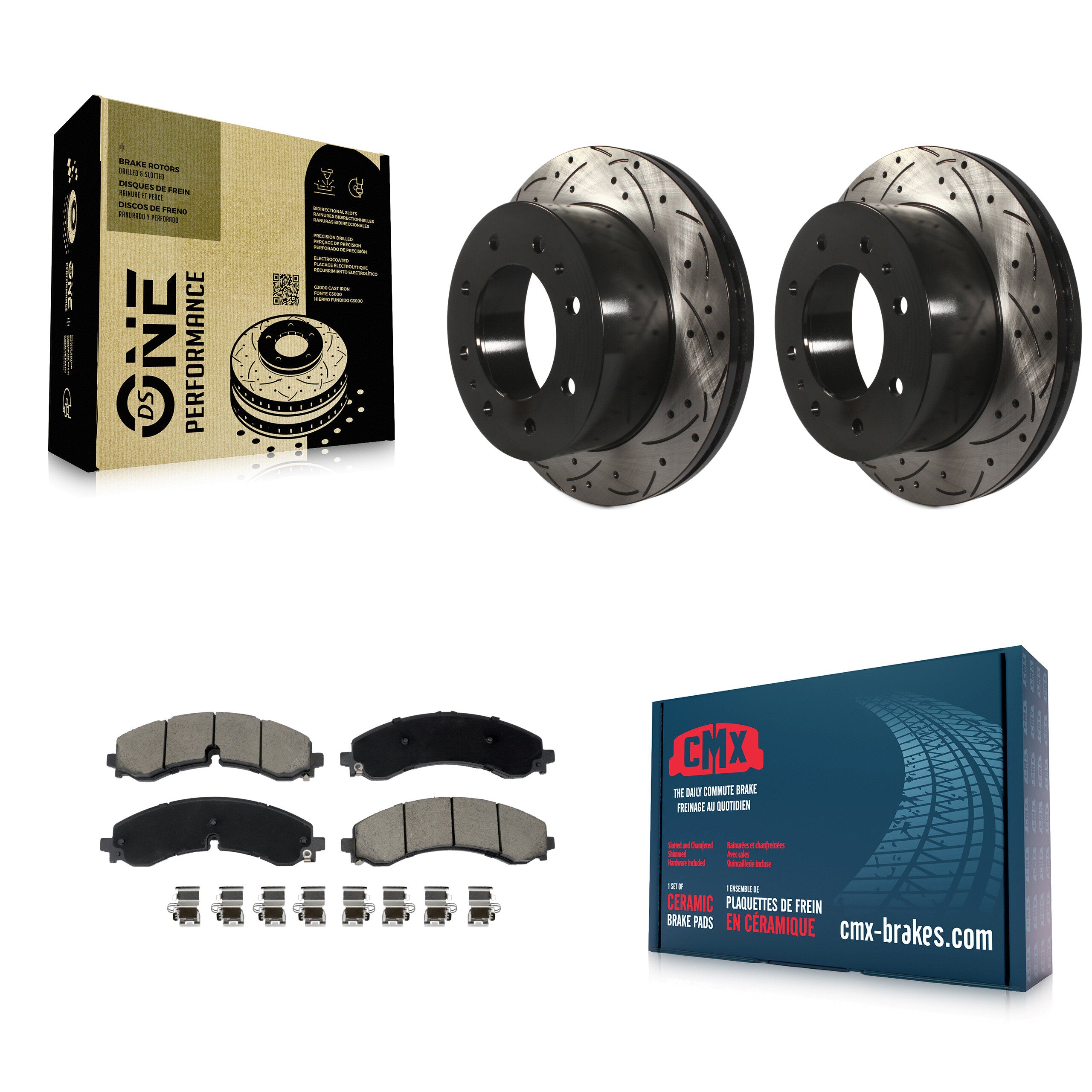 Rear Drilled Slot Brake Rotors Ceramic Pad Kit For GMC Chevrolet Sierra 2500 HD Silverado KDC-101119
