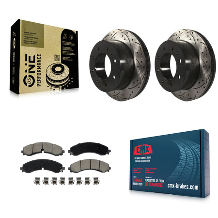 Rear Drilled Slot Brake Rotors Ceramic Pad Kit For GMC Chevrolet Sierra 2500 HD Silverado KDC-101119