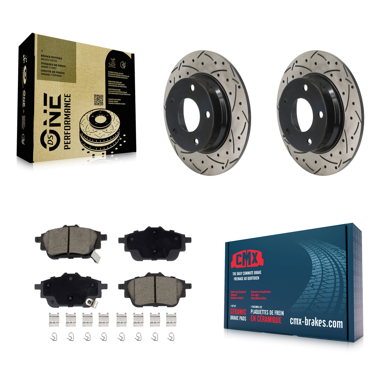 Rear Drill Slot Brake Rotors Ceramic Pad Kit For 2020-2023 Nissan Sentra Disc rear brakes KDC-101120