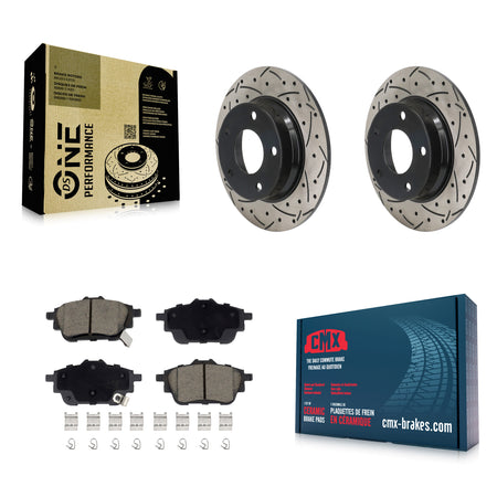 Rear Drill Slot Brake Rotors Ceramic Pad Kit For 2020-2023 Nissan Sentra Disc rear brakes KDC-101120