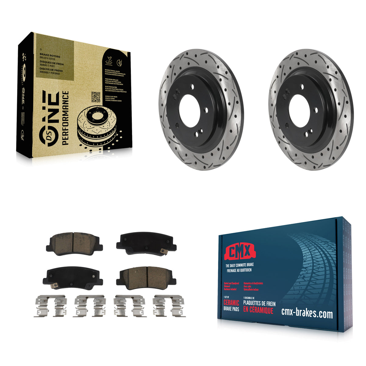 Rear Coated Drill Slot Disc Brake Rotor Ceramic Pad Kit For Hyundai Sonata Kia Niro EV K5 KDC-101121